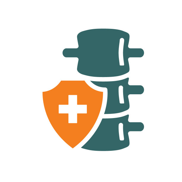 健康保护脊柱彩色图标。脊椎疾病的治疗、急救标志图片下载