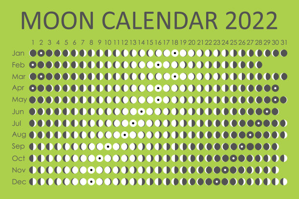 2022年月亮日历。占星日历的设计。计划。贴纸的地方。月周期计划模型。孤立的黑白背景图片下载