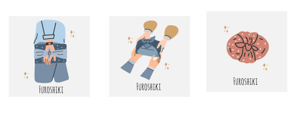 一套furroshiki环保礼品包装。图片下载