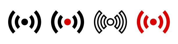 各种风格的电波图标。Wi-Fi或直播。向量。图片下载