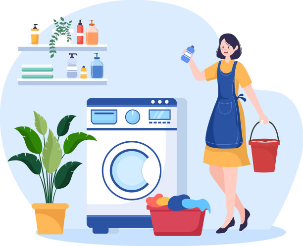 洗衣与洗衣机和烘干机在flat图片下载