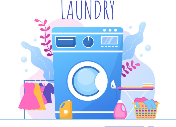 洗衣与洗衣机和烘干机在flat图片下载