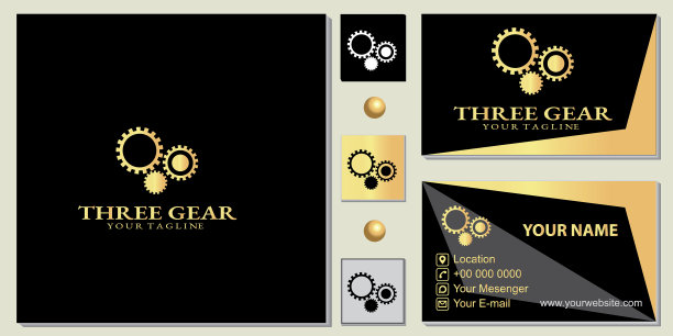 豪华金三齿轮标志溢价模板与图片下载