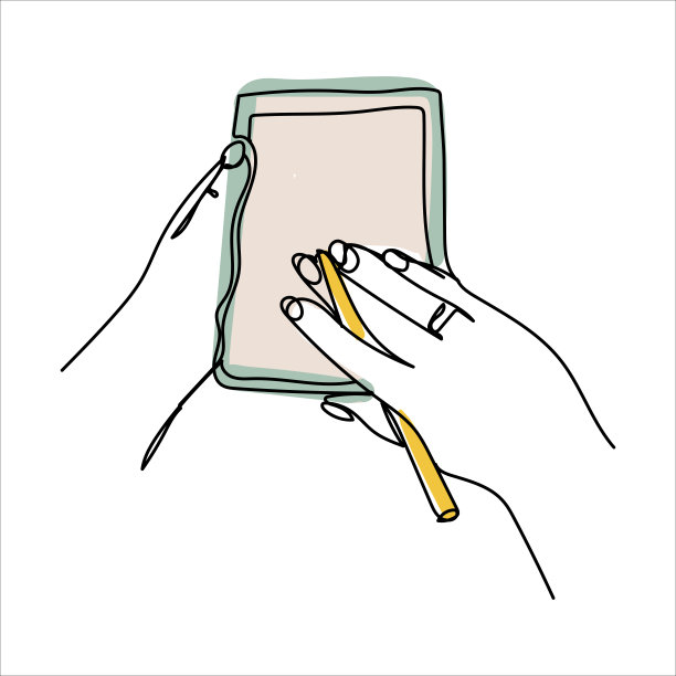 连续用一条线画握着手机或智能手机的手。移动电话，技术，小工具，通信，设备，电话，显示，电子，手，智能手机，手掌矢量插图在白色背景图片下载