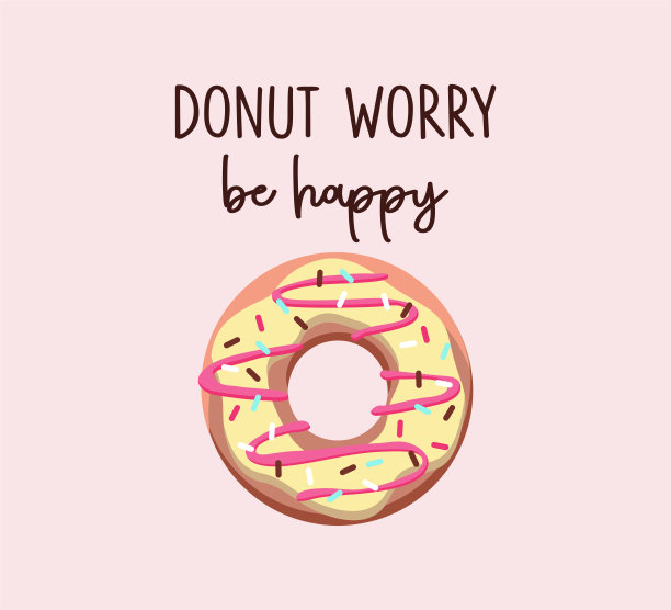 装饰标语与甜甜圈插图，矢量设计为时尚和海报印刷图片下载