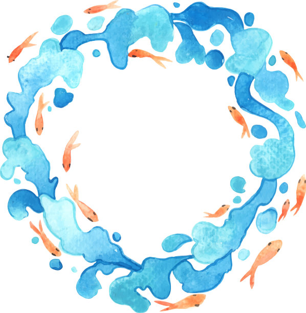 东方风格金鱼抽象水波图片下载