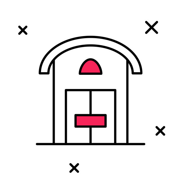 填充轮廓农场房子图标孤立在白色图片下载