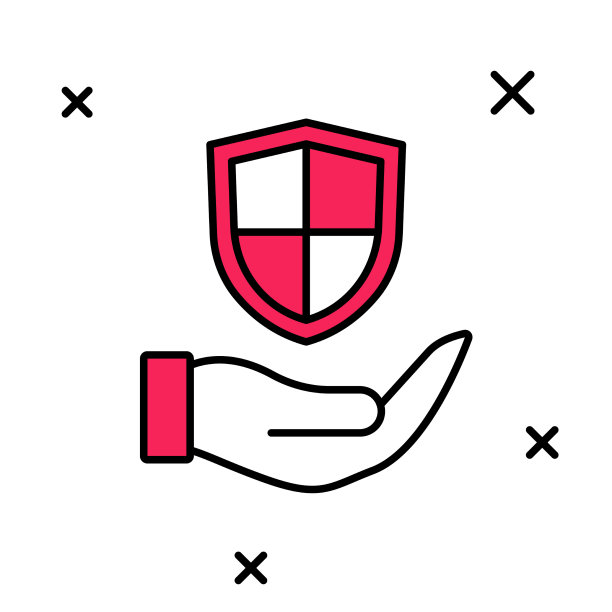 填充轮廓盾牌在手图标孤立上图片下载