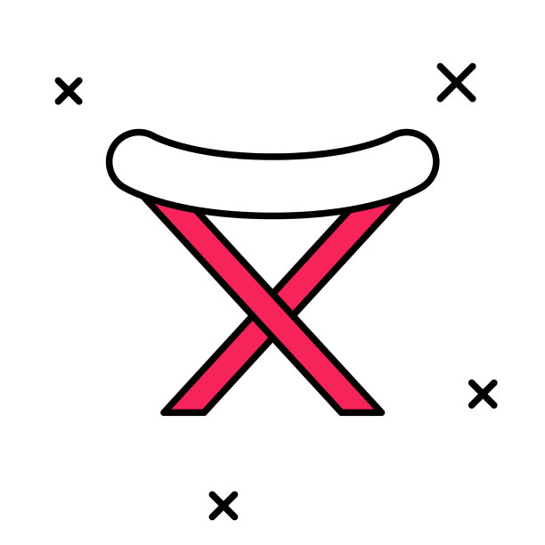 填充轮廓露营便携式折叠椅图标图片下载