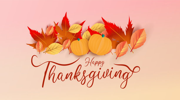感恩节的书法与顶景南瓜图片下载