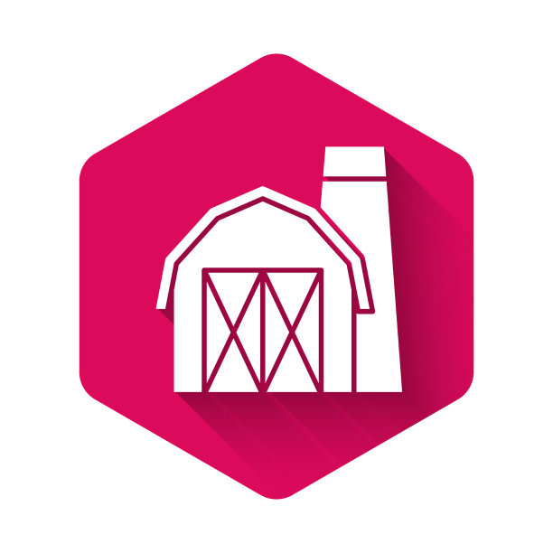 白色的农舍图标与长长的阴影隔离图片下载