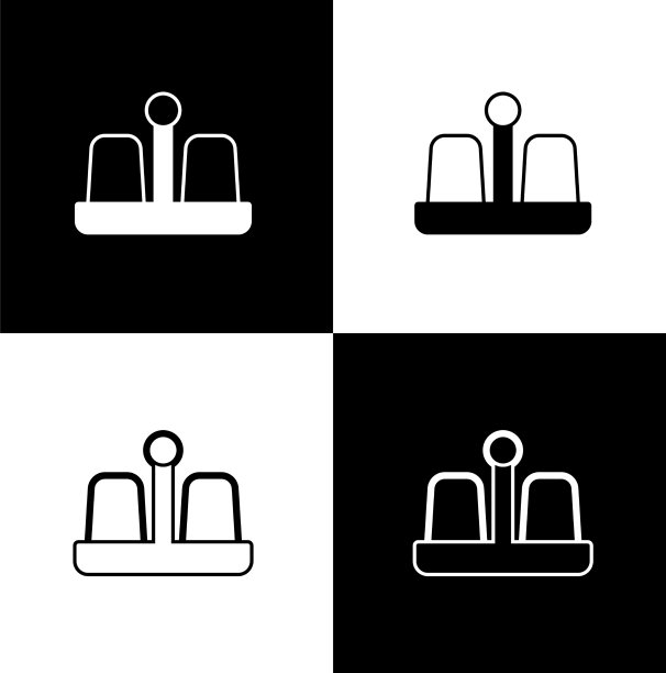 设置盐和胡椒图标孤立在黑色和图片下载