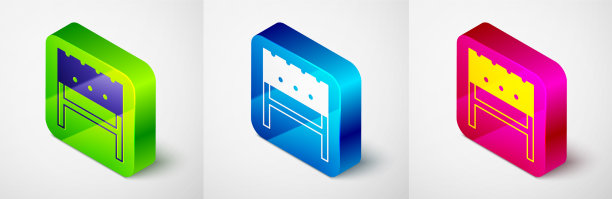 等距烧烤火盆图标孤立在灰色图片下载