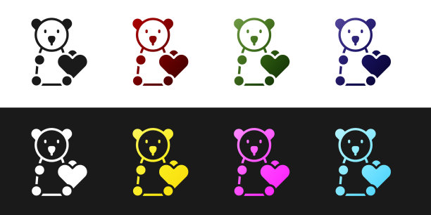 设置捐赠儿童玩具图标孤立的黑色和图片下载