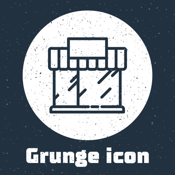 Grunge线购物大楼或市场商店图标图片下载