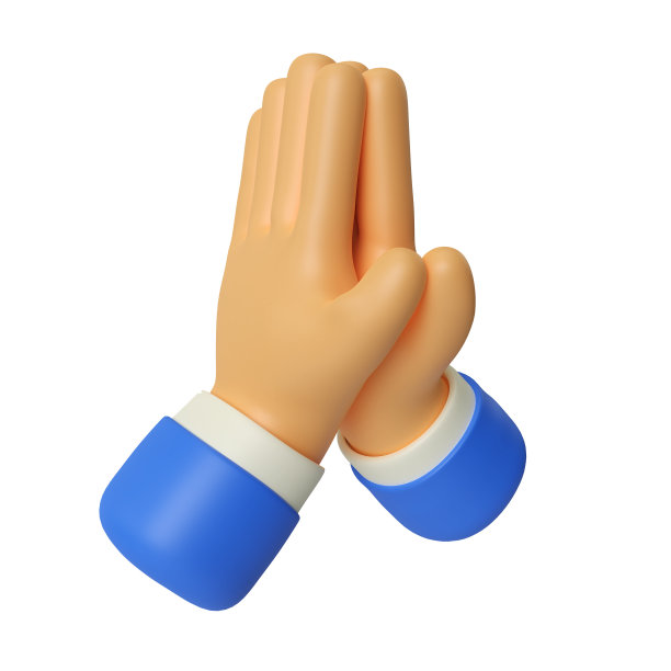 祈祷手势3D渲染插图图片下载