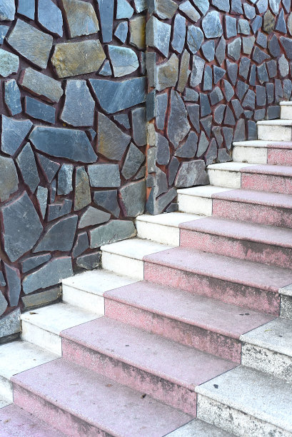 带有楼梯的石材马赛克纹理墙图片下载