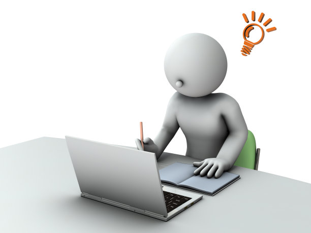 学生在远程课堂上解决问题。笔记本电脑在桌子上。课本和笔记本。看着屏幕，然后理解。3 d渲染。白色背景。图片下载