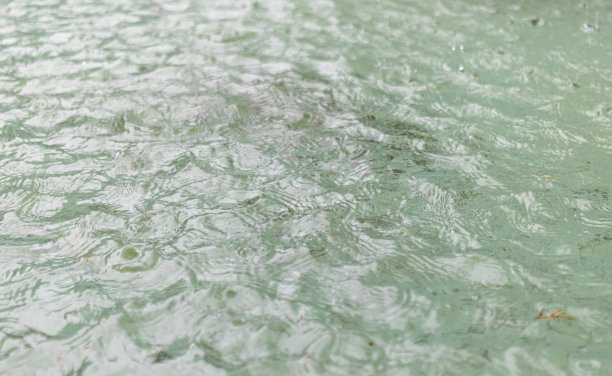 雨水洒在湖面上，溅起水花图片下载