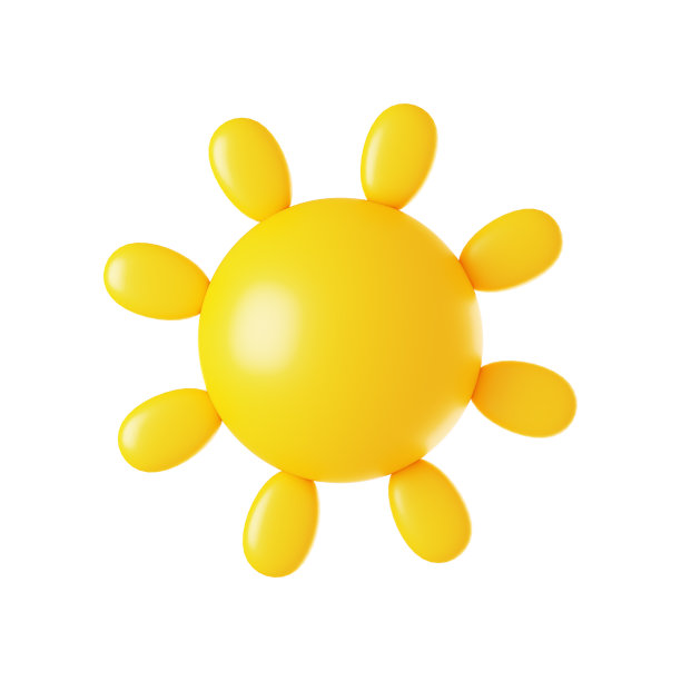 太阳3d图标在白色背景图片下载