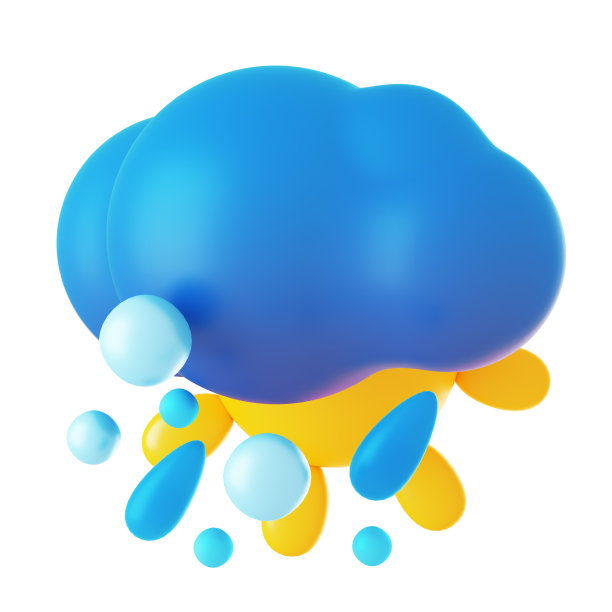 部分多云，雪和雨的3d图标在白色背景图片下载