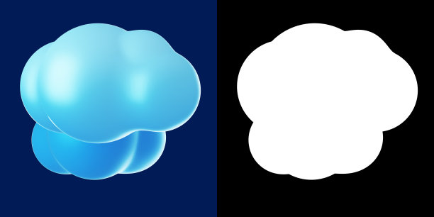 大部分云雾3d图标与剪辑路径。图片下载