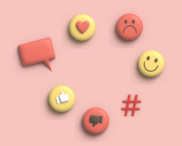 可爱的3d插图社交媒体反馈客户的积极和消极图片下载
