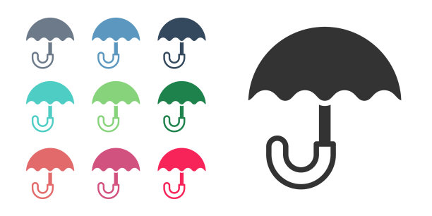 黑色经典优雅的开伞图标图片下载