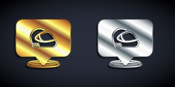 金银赛车头盔图标孤立上图片下载