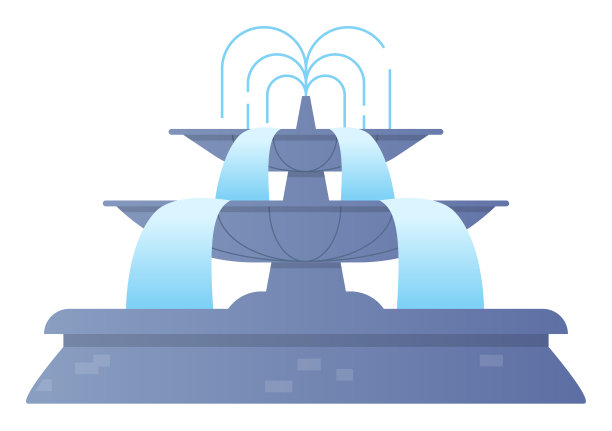 大城市喷泉——现代平面设计风格单一孤立形象图片下载