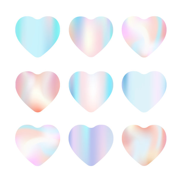 形状梯度心在粉彩全息颜色图片下载
