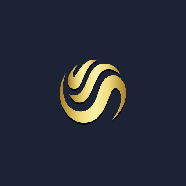 圆形抽象波浪金色标志图片下载