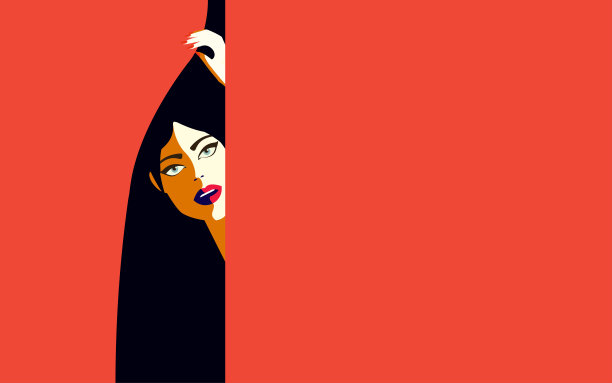 年轻漂亮的女人偷窥或者偷看或者躲藏图片下载