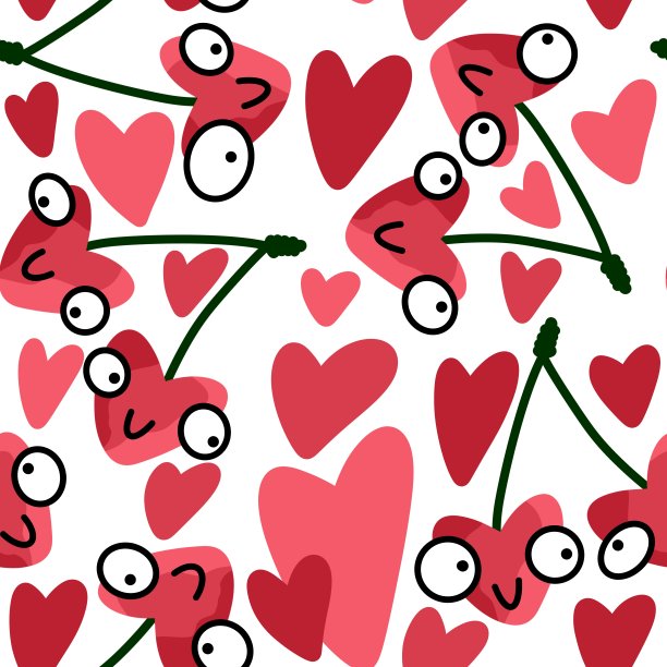 水果无缝樱桃图案的织物和纺织品图片下载