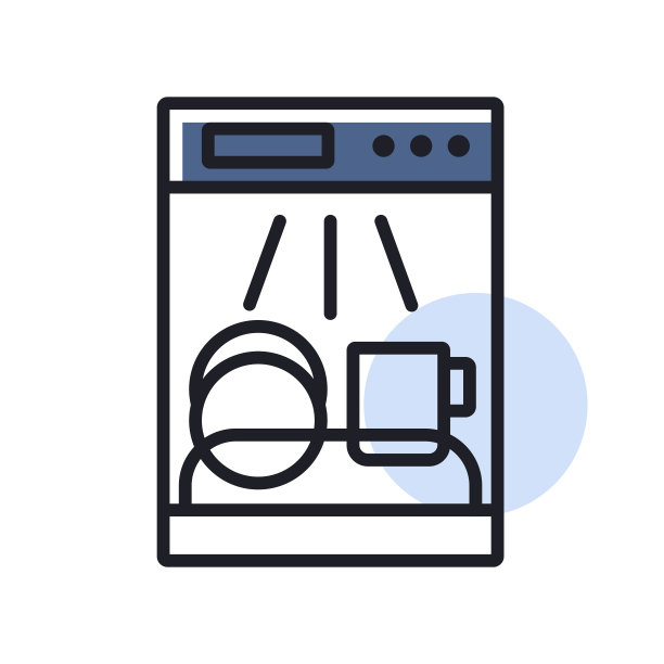 洗碗机矢量图标。电动厨房电器图片下载