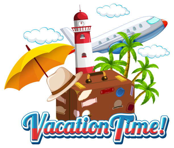 带旅行元素的假期时间图标图片下载