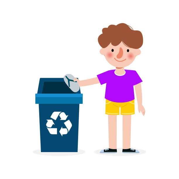 孩子收集垃圾以供回收，孩子隔离垃圾，回收垃圾，拯救世界，回收孤立在白色背景矢量插图图片下载