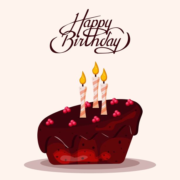 巧克力生日蛋糕和蜡烛生日快乐图片下载