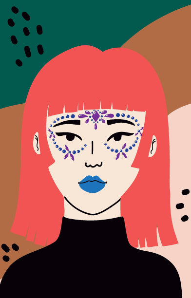 一个有创意的水晶妆容的女人。图片下载