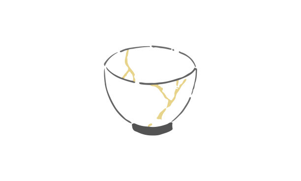 盘子、碗、金杉线绘制插画图片下载