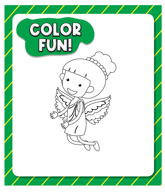 工作表模板与颜色的乐趣!文字和天使轮廓图片下载