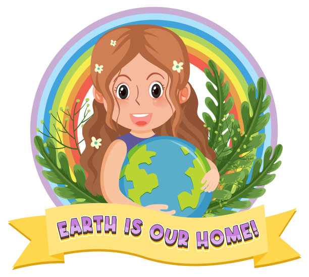 地球是我们家的旗帜，两个女孩拿着地球仪图片下载