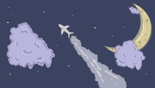 飞机在夜空中飞舞，色彩柔和图片下载