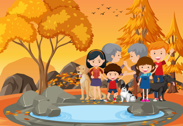 爷爷奶奶和孩子们在公园图片下载