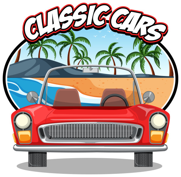 经典的汽车概念与旧汽车的正面视图图片下载