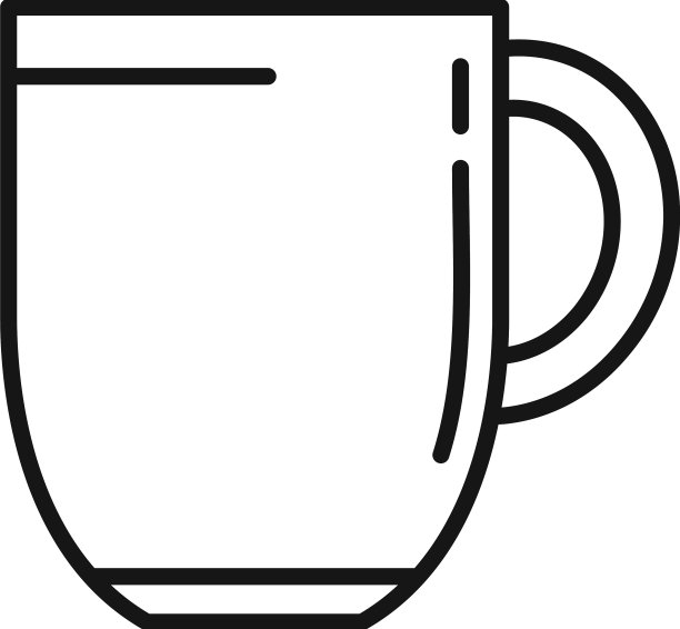 办公室马克杯轮廓热茶杯图标图片下载