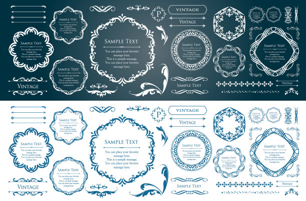 百货企业装饰设计。复古的设计材料。古董框架设计套装图片下载