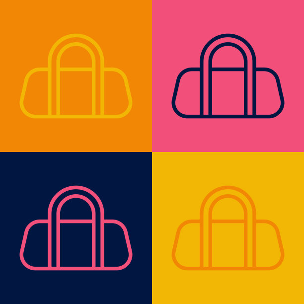 波普艺术线运动包图标孤立的颜色图片下载