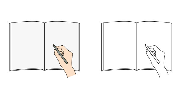 一只手拿着铅笔在笔记本上写字的插图图片下载