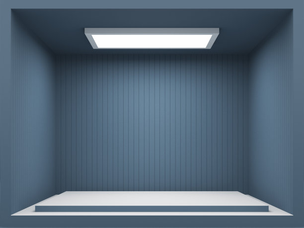 深蓝色海军蓝墙壁内部- emtry room - 3D渲染图片下载